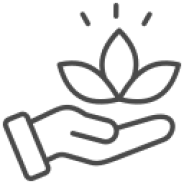 Hand holding a sprouting plant icon.