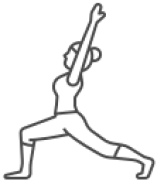 Silhouette of person in yoga warrior pose.